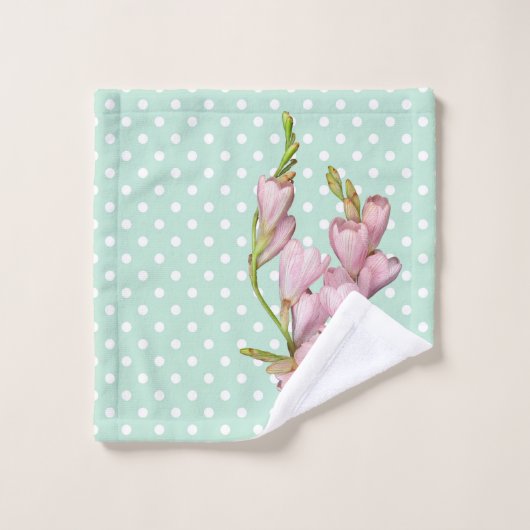 Fleurs de Cerise Moderne Mint Vert Bonjour Belle! (Gant de toilette)