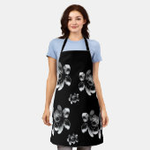 Fleurs de cerises blanches sur tablier noir, entiè (Porté)