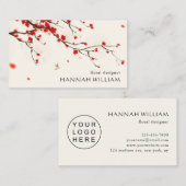 Fleurs de cerises Carte de visite Floral avec logo (Devant / Derrière)