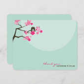 Fleurs de cerises roses chaudes Inséparables Carte (Devant / Derrière)