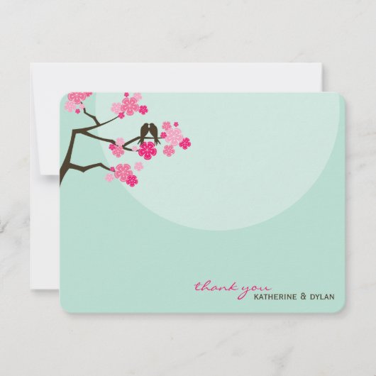 Fleurs de cerises roses chaudes Inséparables Carte (Devant)