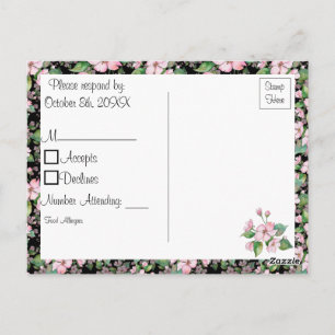 Fleurs de cerises sur carte postale RSVP Black Wed