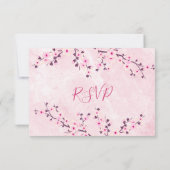 Fleurs de cerisier Baby shower fille rose RSVP (Dos)