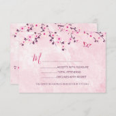 Fleurs de cerisier Baby shower fille rose RSVP (Devant / Derrière)
