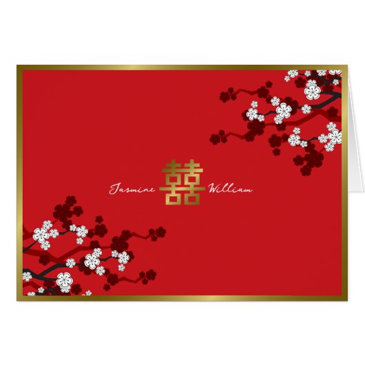 Fleurs de cerisier Bonheur double Mariage chinois (Devant horizontal)