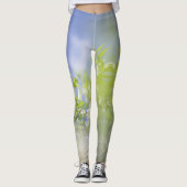 Fleurs de cerisier d'oiseaux Leggings Sky (Devant)