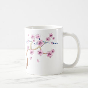 Fleurs de cerisier et tasse du mont Fuji