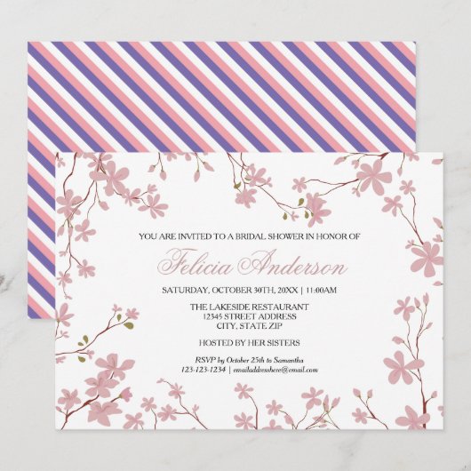 Fleurs de cerisier - Invitation à une fête de mari (Devant / Derrière)