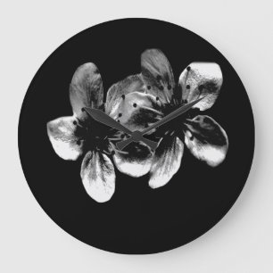 Fleurs De Cerisier Noir Et Blanc, Horloge