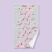 Fleurs de cerisier rose gris (Serviette à main)
