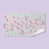 Fleurs de cerisier rose gris (Serviette à main)