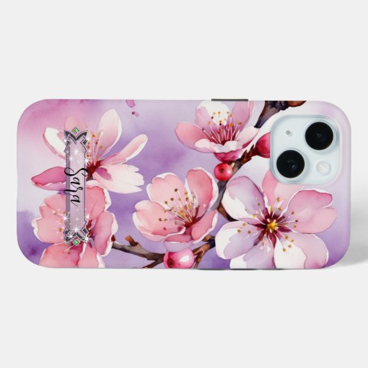 Fleurs de cerisier rose Lavender iPhone / coque ip (Verso (horizontal))
