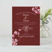 Fleurs de Cerisier Rose Marron Invitation (Debout devant)