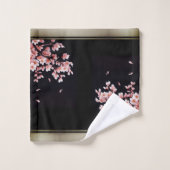 Fleurs de cerisier rose -Noir/Or- Ensemble de serv (Gant de toilette)