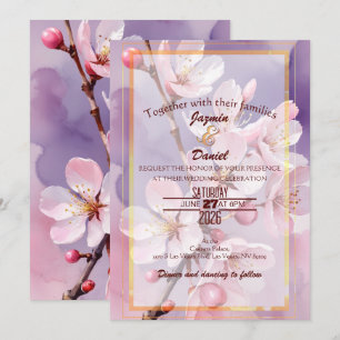 Fleurs de cerisier roses Invitation rose-lavande