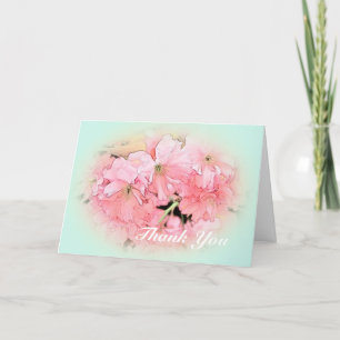 fleurs de cerisier roses sur fond bleu clair merci