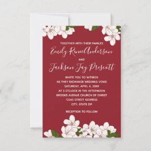 Fleurs de cerisier rouges - Faire-part de mariage 