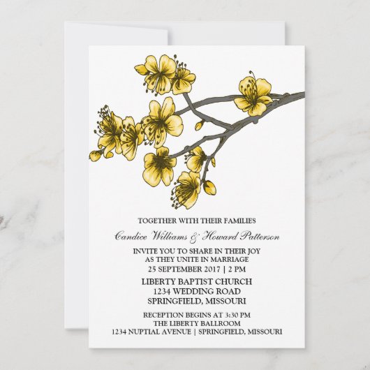 Fleurs de cerisier simples Jaune Invitation de mar (Devant)