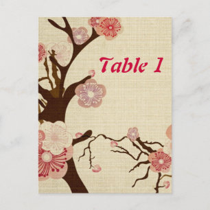 Fleurs de cerisier vintages numéro de table Postca