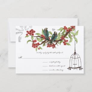 Fleurs de cerisiers Aqua Birds and Birdcage RSVP