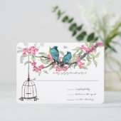 Fleurs de cerisiers Aqua Birds and Birdcage RSVP (Debout devant)