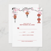 Fleurs de cerisiers et lanternes rouges | Cartes R (Devant / Derrière)