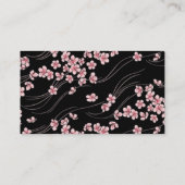 Fleurs de cerisiers roses sur carte de profil noir (Dos)