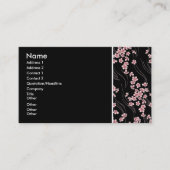 Fleurs de cerisiers roses sur carte de profil noir (Devant)