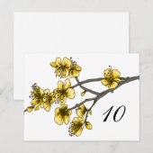 Fleurs de cerisiers simples jaunes Numéro de table (Devant / Derrière)