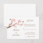 Fleurs de cerisiers sur blanc RSVP (Devant / Derrière)
