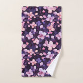 Fleurs de cerisiers violets peints à la main (Serviette à main)