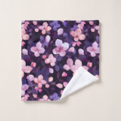 Fleurs de cerisiers violets peints à la main (Gant de toilette)