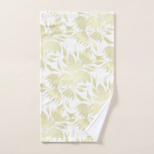 Fleurs de champ Liséré texturé blanc doré (Serviette à main)