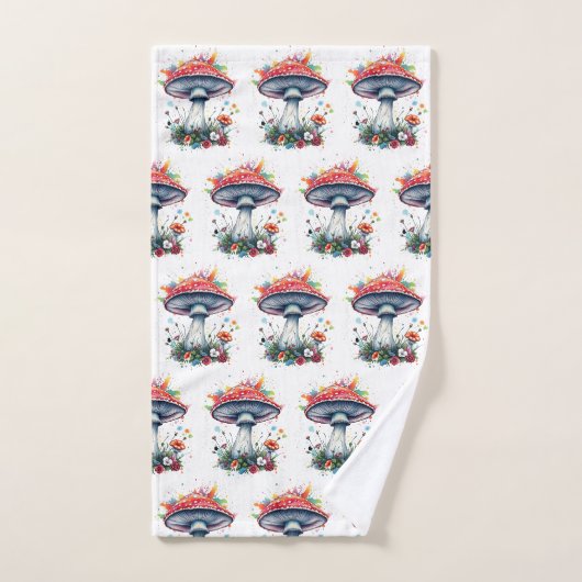 Fleurs de champignon Bois Planche colorée (Serviette à main)