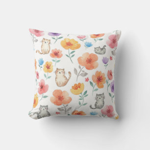 Fleurs de chats mignonnes Coussin