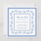 Fleurs de Chine bleues et blanches, carte de sauve (Devant)