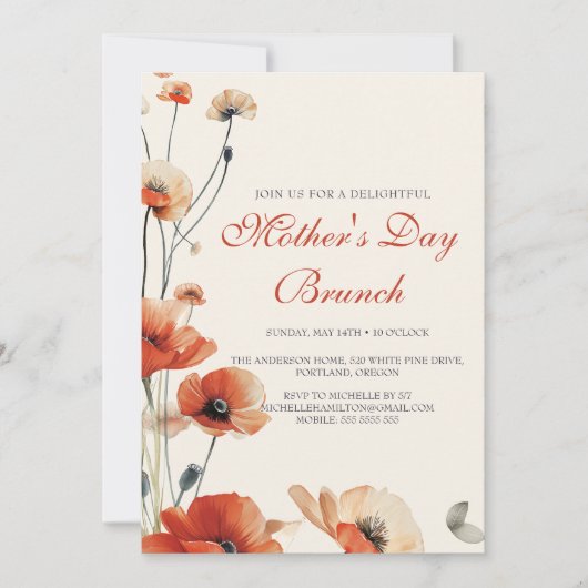 Fleurs de chiot Fête des mères Brunch Invitation (Devant)