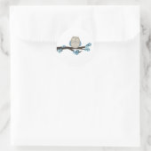 Fleurs de chouette et cerise {Bleu} | Stickers (Sac)