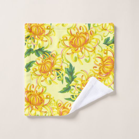 Fleurs de chrysanthème jaune (Gant de toilette)