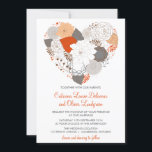 Fleurs de coeur gris et orange Faire-part de maria<br><div class="desc">Fleurs cardiaques grises et orange Ce faire-part de mariage floral et capricieux est composé de roses, de feuilles et d'autres variétés de fleurs en forme de coeur orange, gris et brun. Cette invitation fait partie d'une suite de faire-part de mariage. Les éléments correspondants sont disponibles ci-dessous. D'autres couleurs sont disponibles...</div>