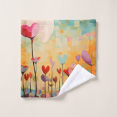 Fleurs de coeur paysage abstrait (Gant de toilette)