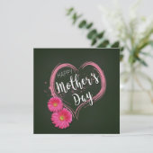 Fleurs de Coeur Rose Fête des Mères - Carte (Debout devant)