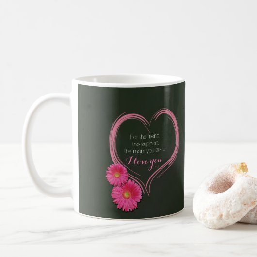 Fleurs de Coeur Rose Fête des Mères - Mug (Avec donut)