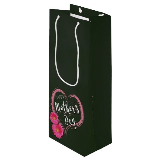 Fleurs de Coeur Rose Fête des Mères - Sac Cadeau V (Devant Angle)