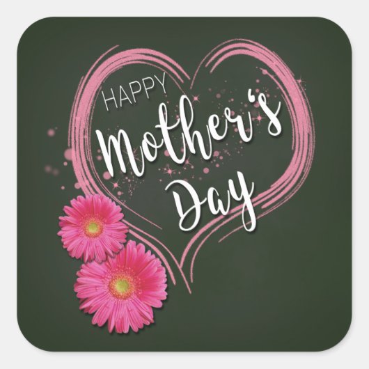Fleurs de Coeur Rose Fête des Mères - Sticker (Devant)