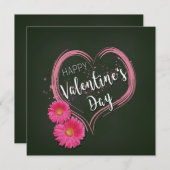 Fleurs de Coeur Rose Saint-Valentin - Carte (Devant / Derrière)