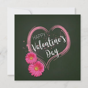 Fleurs de Coeur Rose Saint-Valentin - Carte