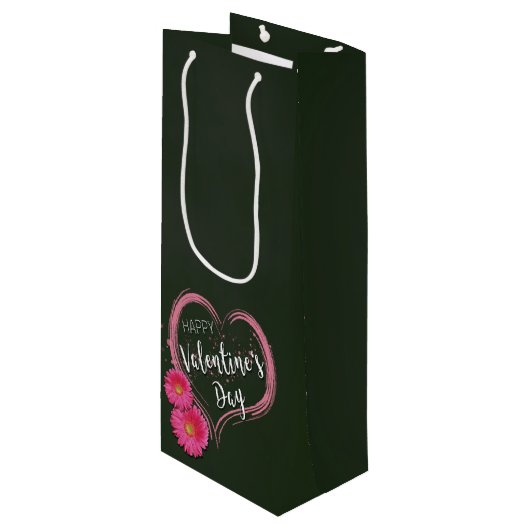 Fleurs de Coeur Rose Saint-Valentin - Sac Cadeau V (Devant Angle)
