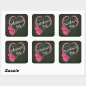 Fleurs de Coeur Rose Saint-Valentin - Sticker (Feuille)