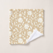 Fleurs de cône blanc élégant et moderne Beige (Gant de toilette)